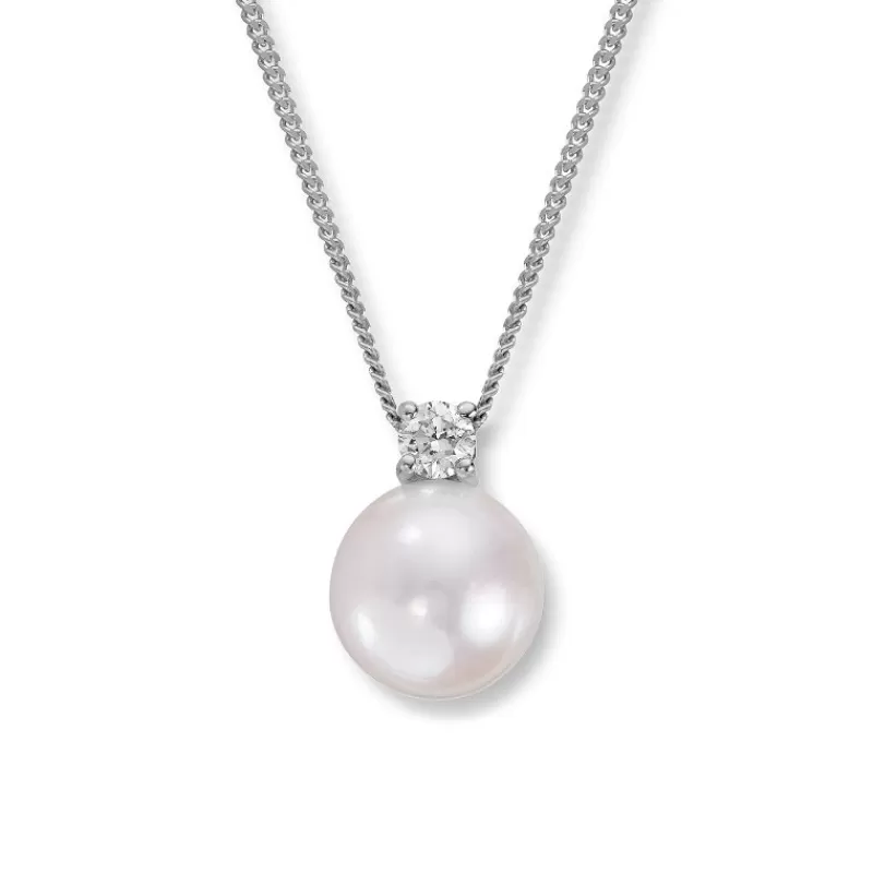 David-Andersen Halssmykker Med Perle-Anheng, Akoyaperle Og Diamant