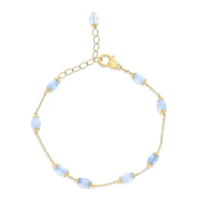 Nanis Gullarmbånd-Armbånd, Azure Amulets Akvamarin