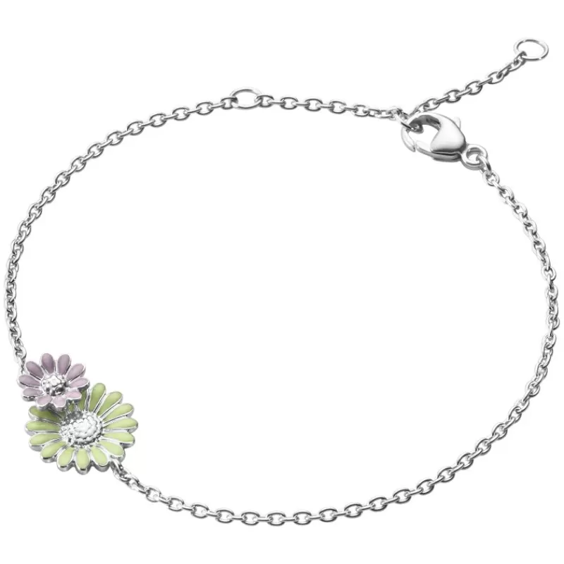 Georg Jensen Sølvarmbånd-Armbånd, Daisy Gronn Og Rosa