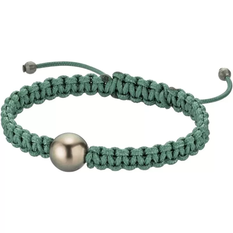Gellner Perlearmbånd-Armbånd, Marutea Gronn Makrame Med Tahitiperler