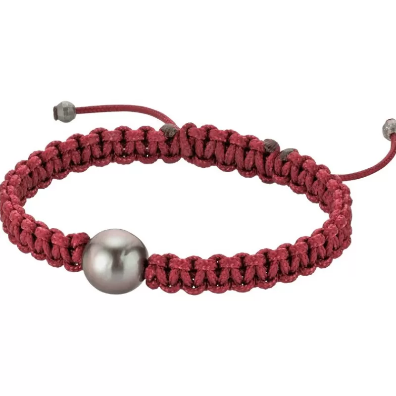 Gellner Perlearmbånd-Armbånd, Purpur Lilla Makrame Med Tahitiperler