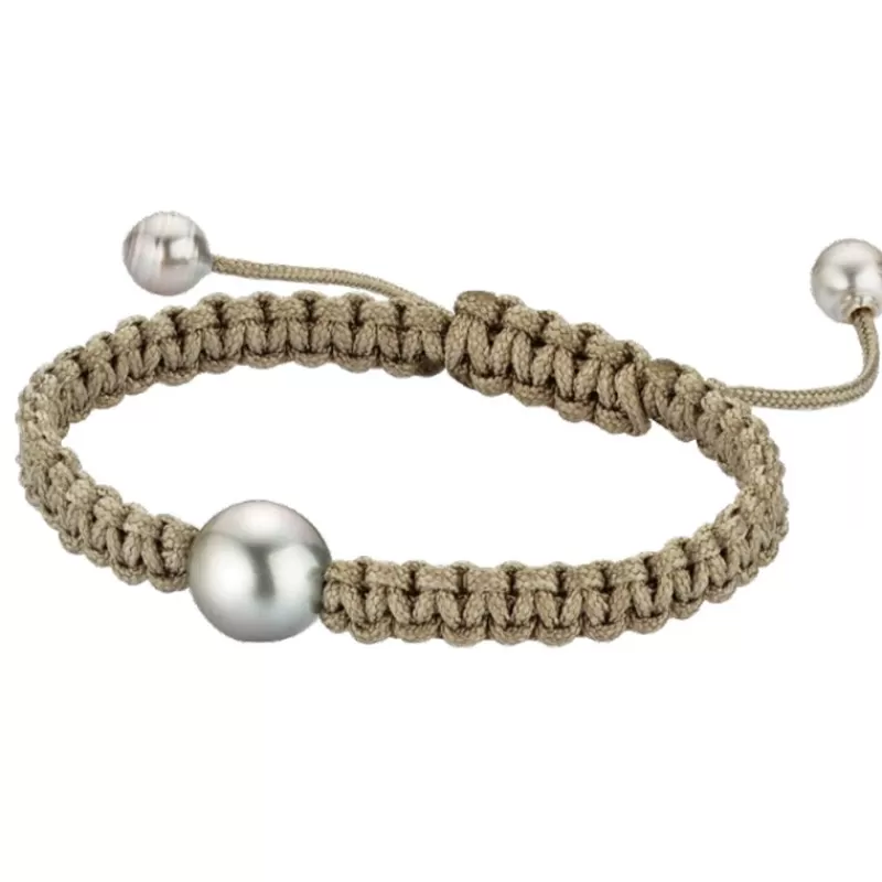 Gellner Perlearmbånd-Armbånd, Sand Makrame Med Tahitiperler