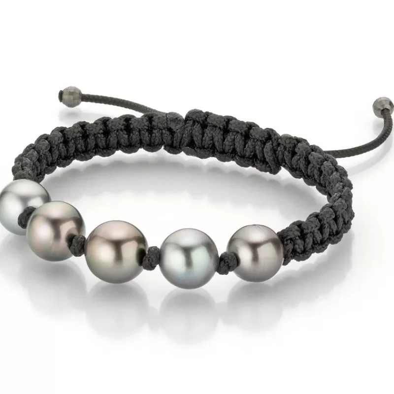 Gellner Perlearmbånd-Armbånd, Sort Makrame Med Tahitiperler