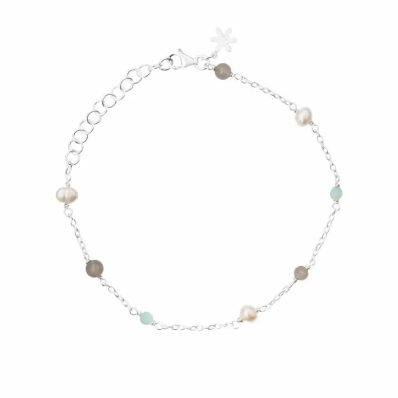 Susanne Friis Bjørner Sølvarmbånd-Armbånd, Stenmix - Amazonite, Gra Manesten Og Perler