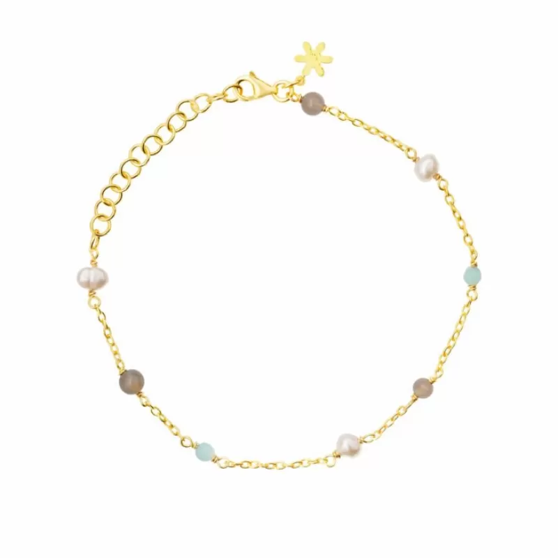 Susanne Friis Bjørner Sølvarmbånd-Armbånd, Stenmix - Amazonite, Gra Manesten Og Perler