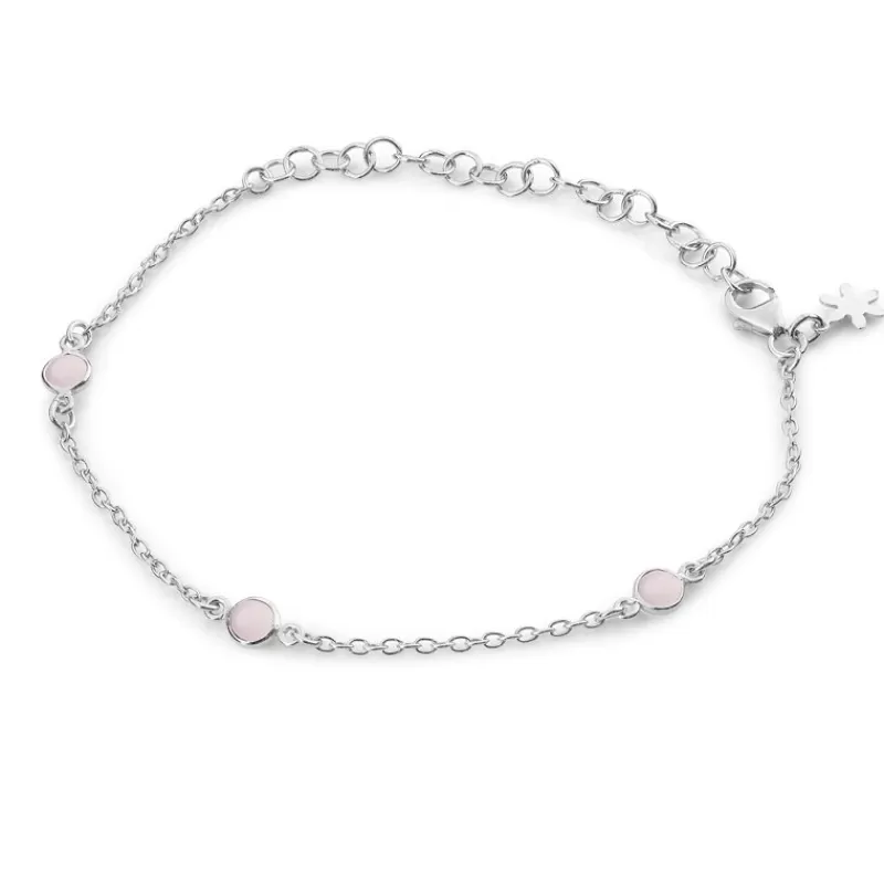 Susanne Friis Bjørner Sølvarmbånd-Armbånd, Tre Stener - Lyserosa Krystall