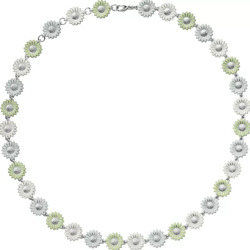 Georg Jensen Halssmykker I Gull-Kjede, Daisy Gronn Og Hvit