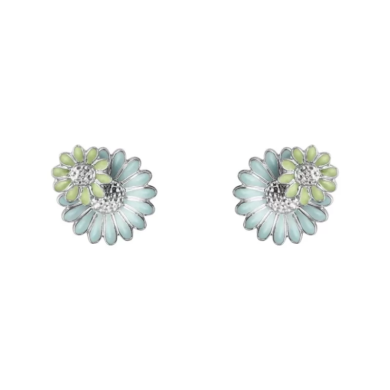 Georg Jensen Sølvøredobber-Orepynt, Daisy Bla Og Gronn