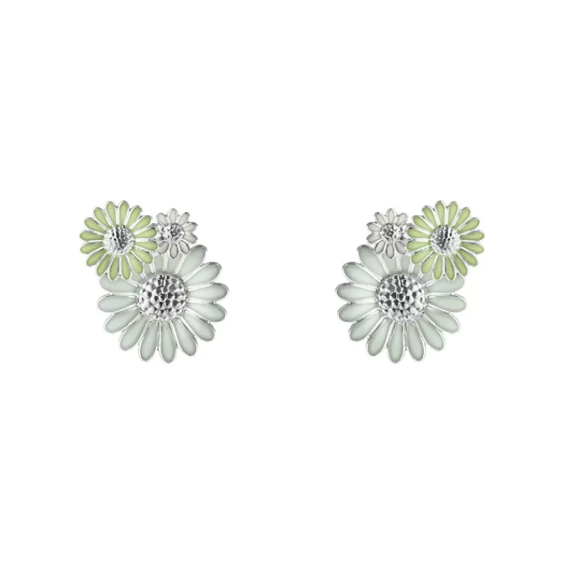 Georg Jensen Sølvøredobber-Orepynt, Daisy Gronn Og Hvit
