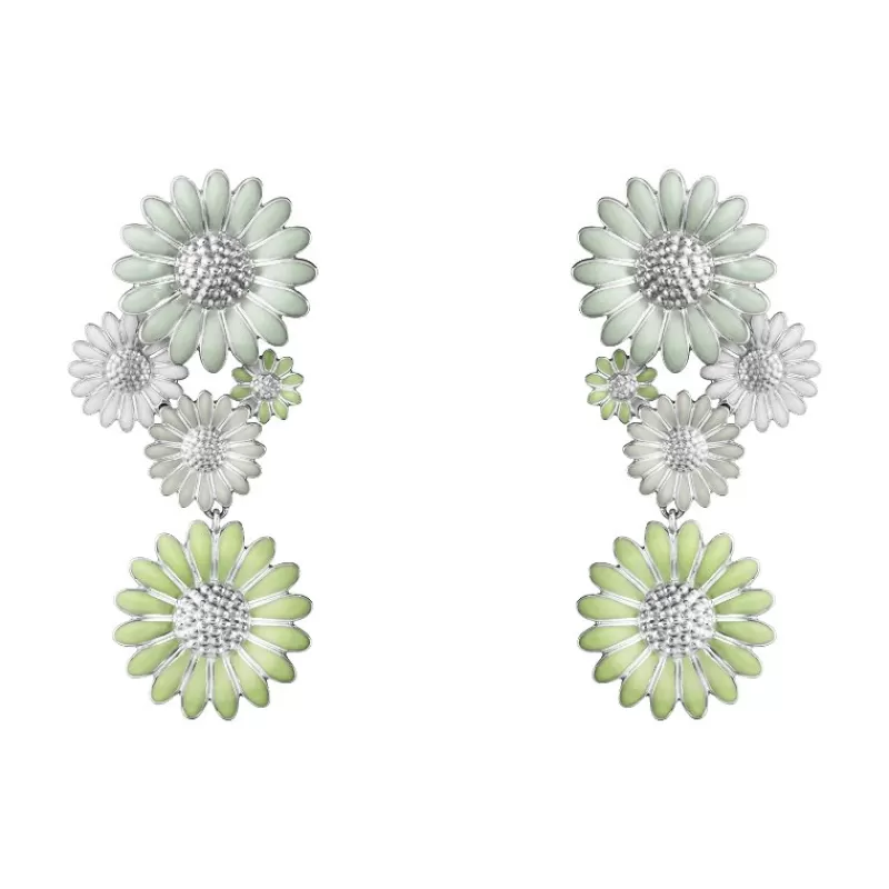 Georg Jensen Sølvøredobber-Orepynt, Daisy Gronn Og Hvit