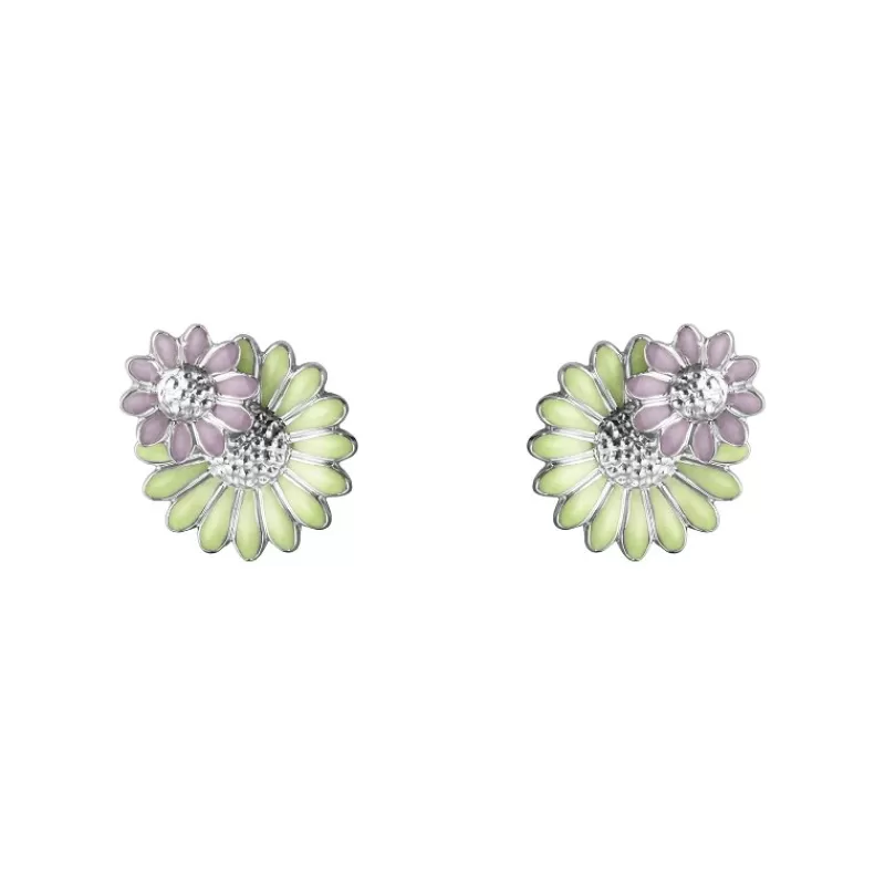 Georg Jensen Sølvøredobber-Orepynt, Daisy Gronn Og Rosa