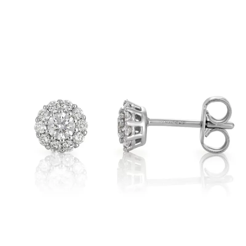 David-Andersen Gulløredobber-Orepynt, Rosett Diamanter 0,50 Ct
