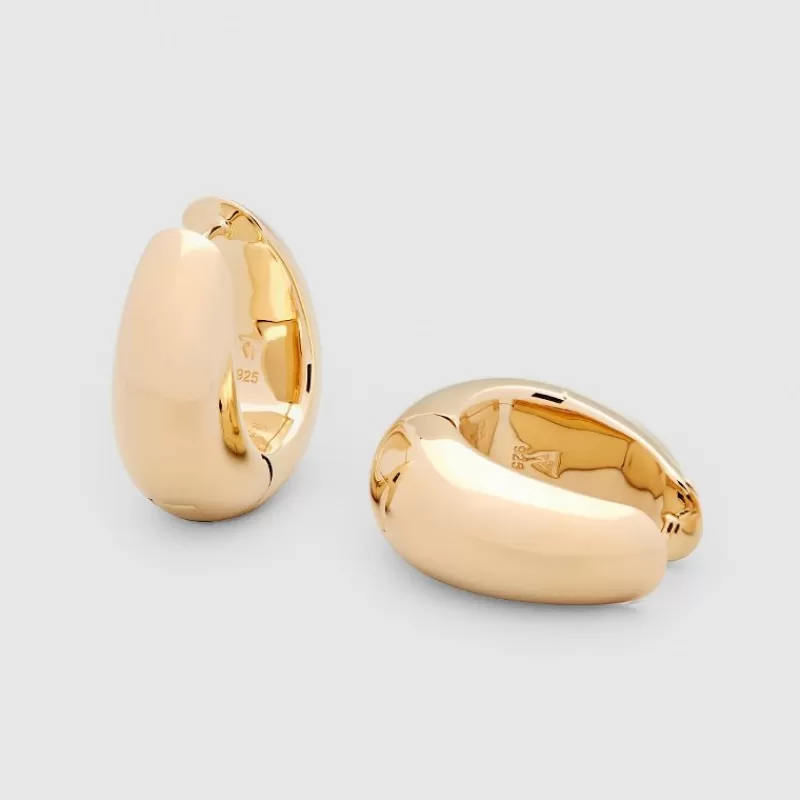 Tom Wood Sølvøredobber-Øreringer, Ice Hoops Large Gold
