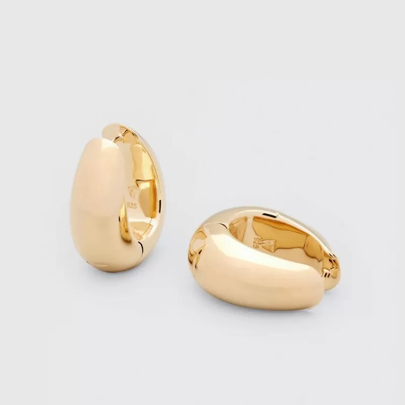 Tom Wood Sølvøredobber-Øreringer, Ice Hoops Medium Gold