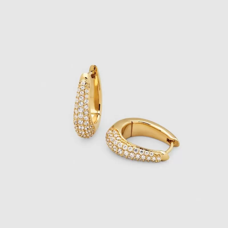 Tom Wood Sølvøredobber-Øreringer, Liz Hoop Pave Gold