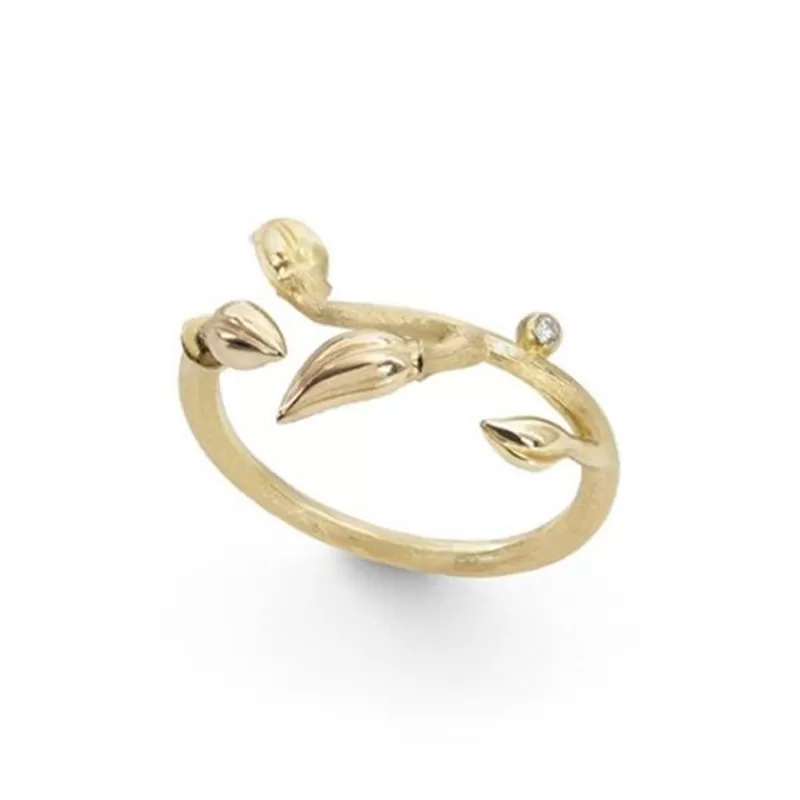 Ole Lynggaard Copenhagen Diamantringer-Ring, Blooming Med Tre Blader I Rosegull