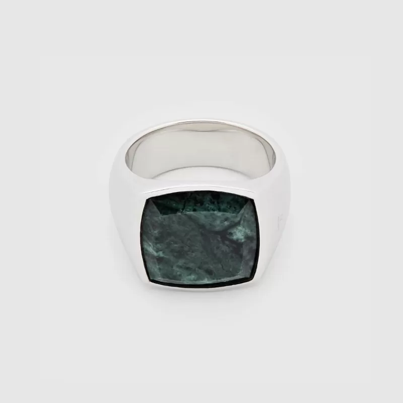 Tom Wood Ringer-Ring, Cushion Green Marble