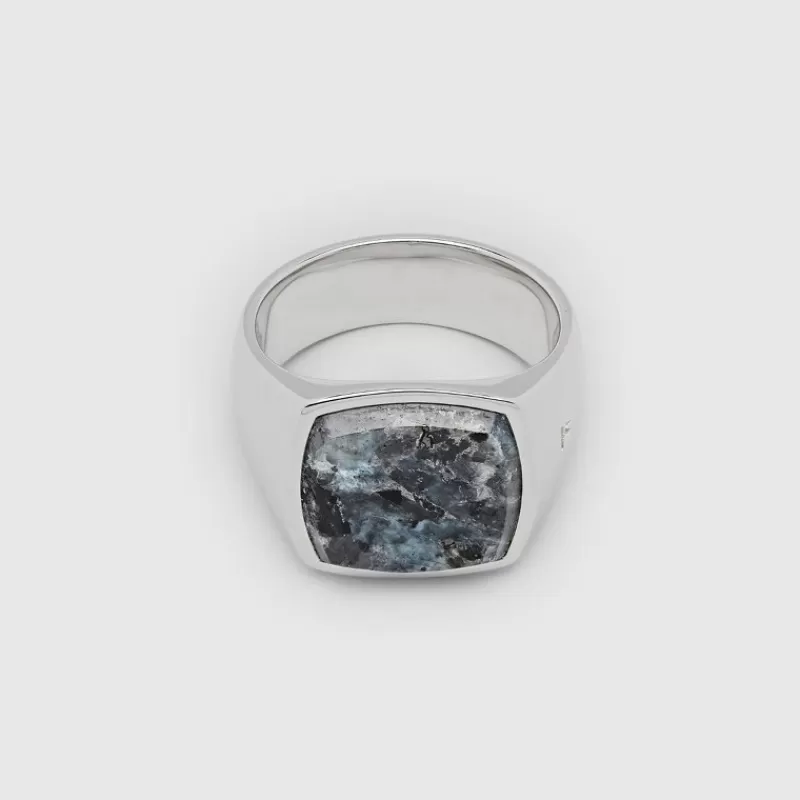 Tom Wood Ringer-Ring, Cushion Larvikite
