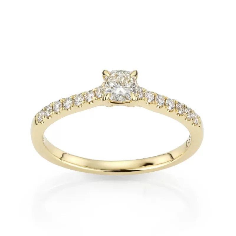 David-Andersen Diamantringer-Ring, Enstens Cushionslipt Med Diamanter (0,47 Ct)