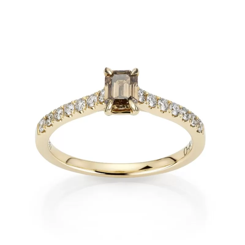 David-Andersen Diamantringer-Ring, Enstens Smaragdslipt Fancy Brown Diamant (0,74 Ct)