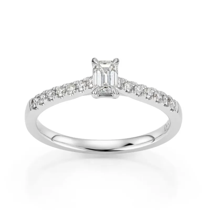David-Andersen Diamantringer-Ring, Enstens Smaragdslipt Med Diamanter (0,49 Ct)