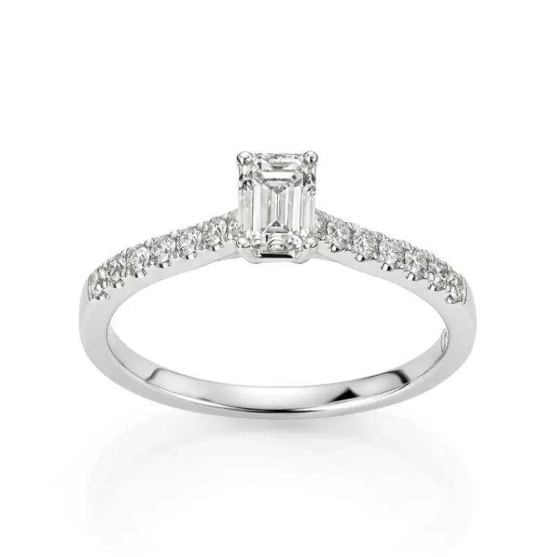 David-Andersen Diamantringer-Ring, Enstens Smaragdslipt Med Diamanter (0,74 Ct)