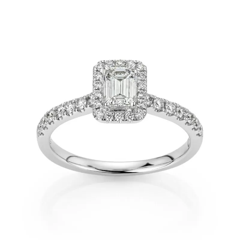 David-Andersen Diamantringer-Ring, Rosett Smaragdslipt Med Diamanter (1,07 Ct)